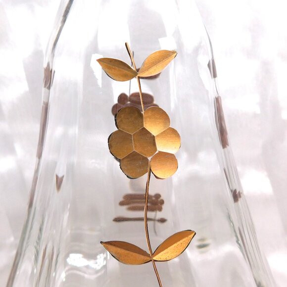 Tall Clear Glass Decanter with Gold Flowers # 26533 - Picture 6 of 7